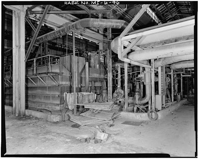 Dodge Hamtramck Plant BODY BUILDING, FIRST FLOOR, VIEW NORTHWEST, SLUDGE TANKS, 1980
