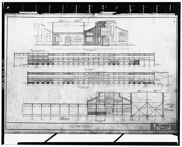Dodge Hamtramck Plant HEAT TREAT BUILDING #1, ELEVATIONS, 1912