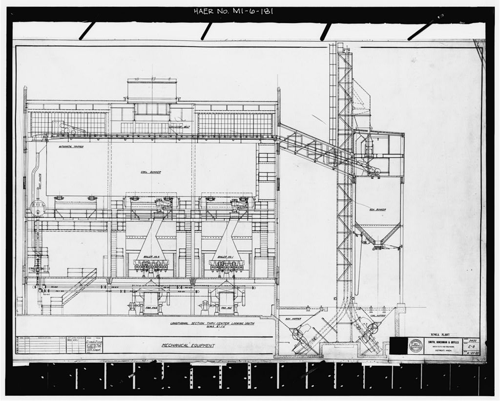 Dodge Hamtramck Plant POWER HOUSE, LONGITUDINAL SECTION, 1925