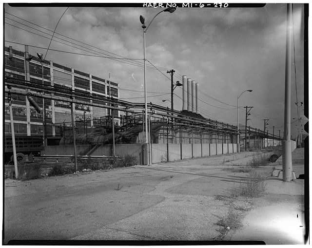 Dodge Hamtramck Plant TANK FARM SOUTH OF ASSEMBLING BUILDING #2, VIEW NORTH, 1980